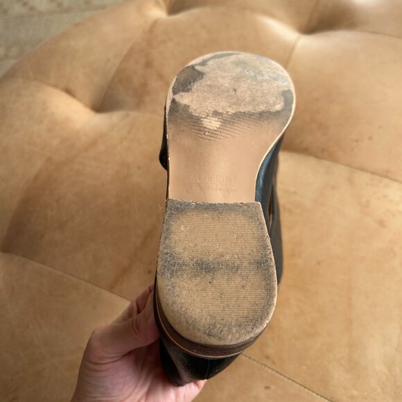 Theorie Black Leather Open-Toe Mules Minimal Modern Vegan Leather Sandal, 6.5 - Picture 11 of 12